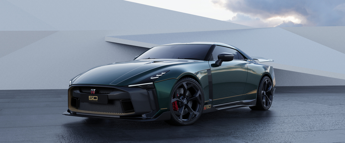 Nissan GT-R50 by Italdesign production rendering Green FR34-1200x500